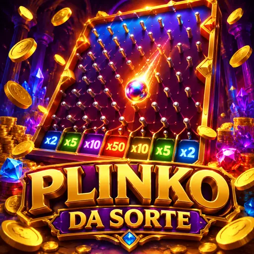 Capa do Plinko com bolinha caindo entre os pinos
